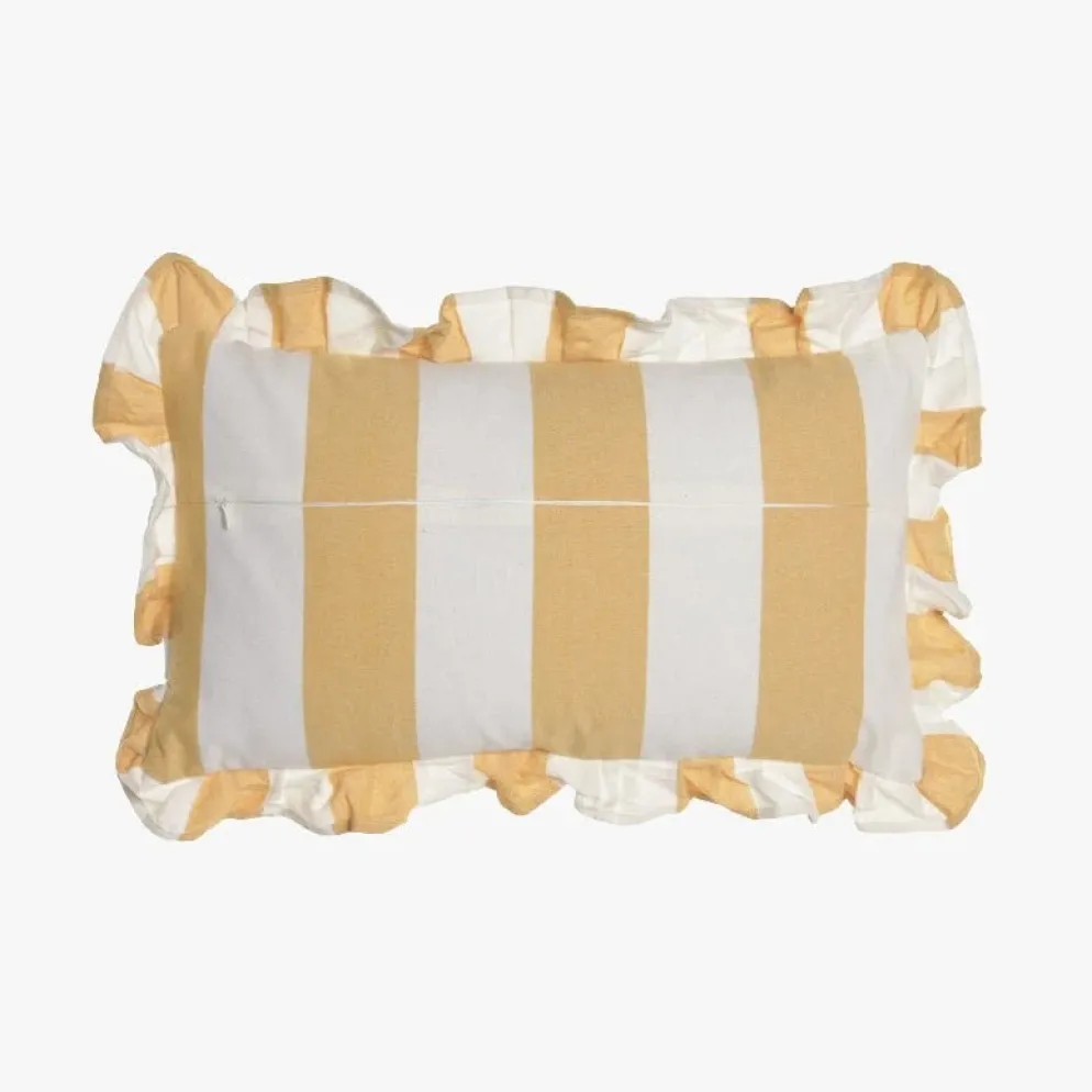 Almofada de Riscas com Folho Laranja 50x30