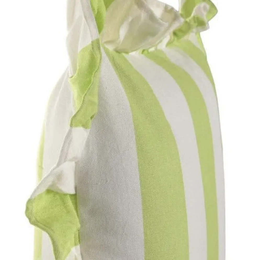 Almofada de Riscas com Folho Verde 45x45