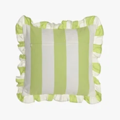 Almofada de Riscas com Folho Verde 45x45