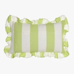 Almofada de Riscas com Folho Verde 50x30