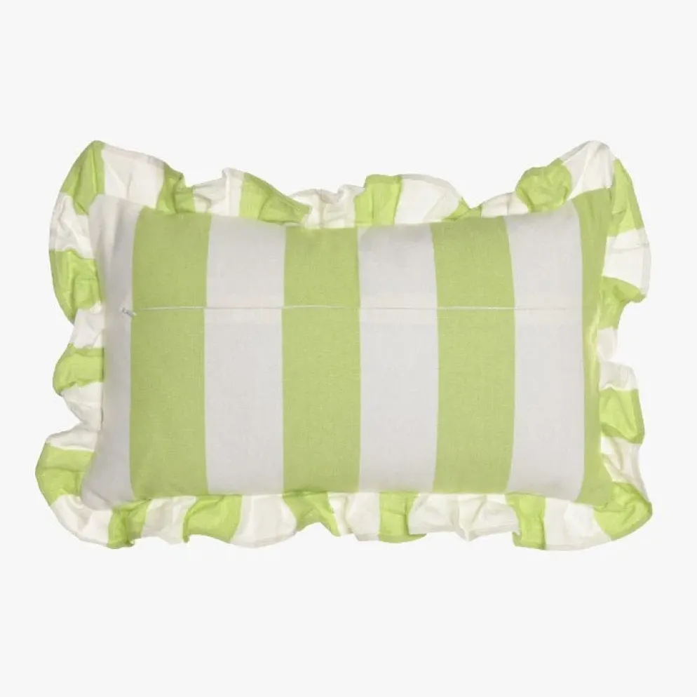 Almofada de Riscas com Folho Verde 50x30