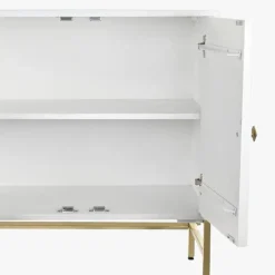 Aparador Relevo Branco com Acabamentos em Dourado