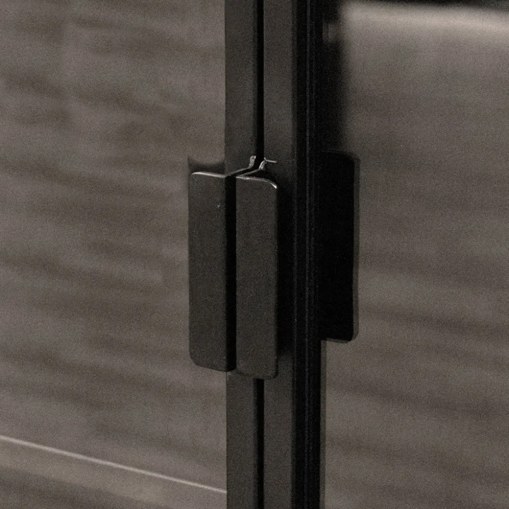 Armário de Metal Preto com Duas Portas de Vidro