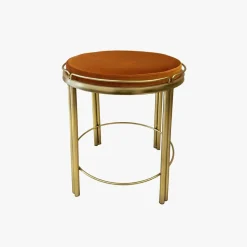 Banqueta de Veludo e Metal Mostarda