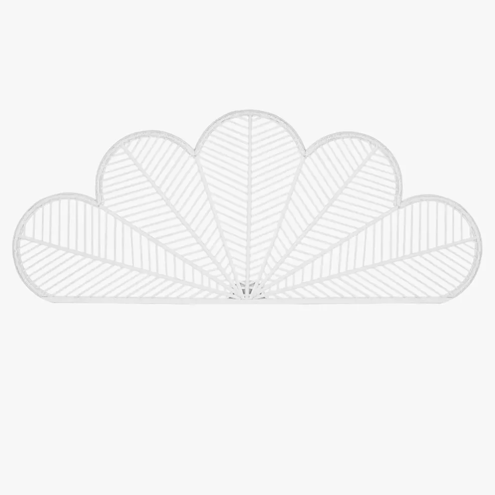 Cabeceira Cama Branca Rattan Flor 190 cm