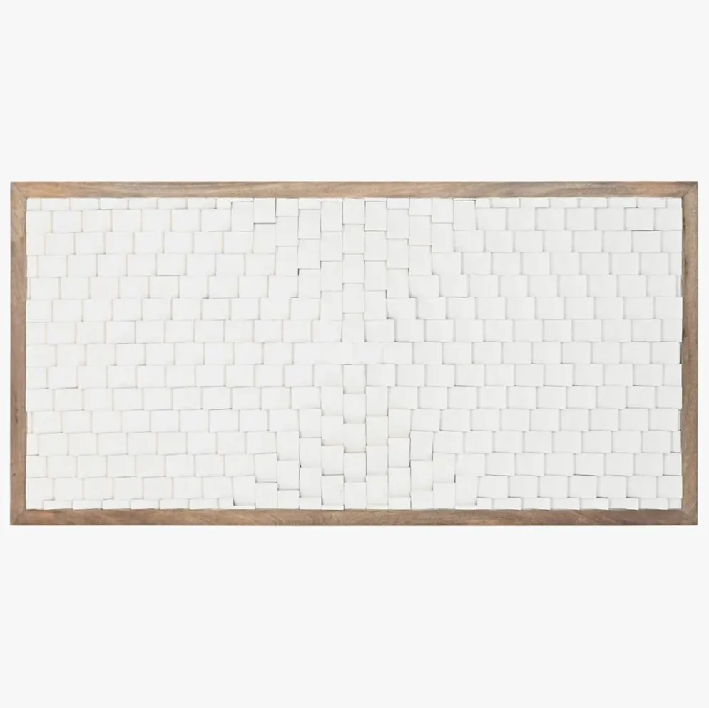 Cabeceira Cama Retangular Madeira Detalhe em Branco 180 cm