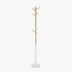Cabide Pé Branco com Madeira Natural 174 cm