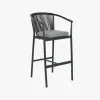 Cadeira Alta de Metal e Rattan Preta