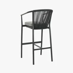 Cadeira Alta de Metal e Rattan Preta