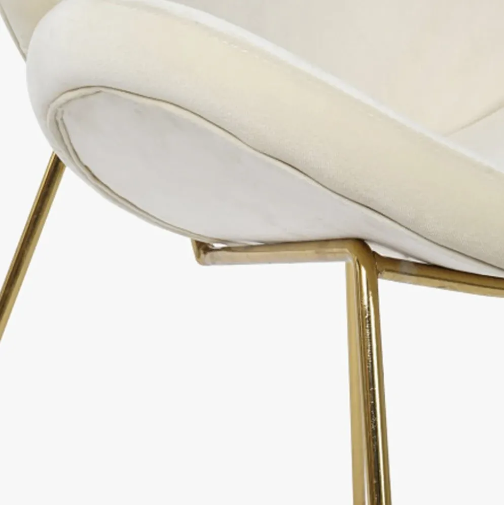 Cadeira Curva Bege | Pés Dourado