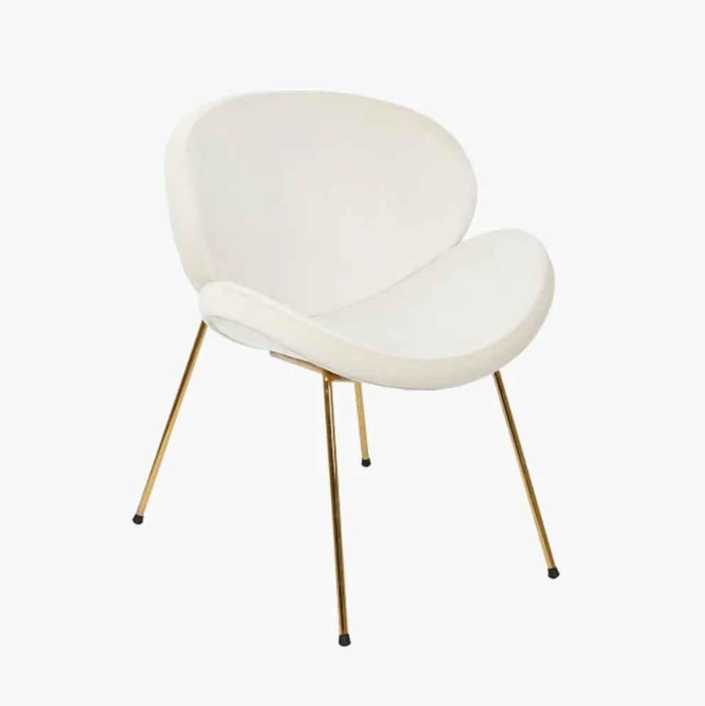 Cadeira Curva Branca | Pés Dourado