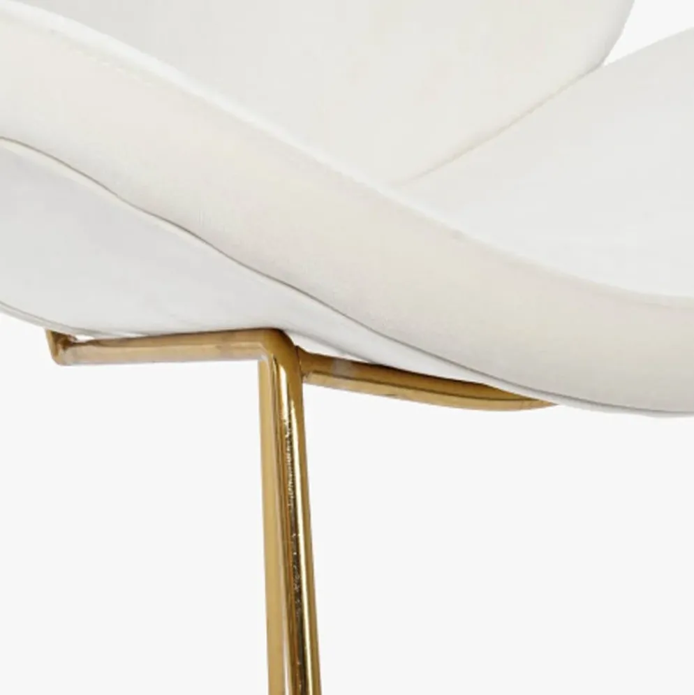 Cadeira Curva Branca | Pés Dourado