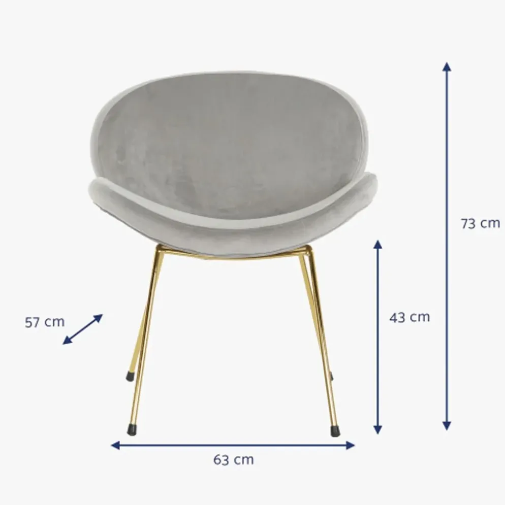 Cadeira Curva Cinza | Pés Dourado