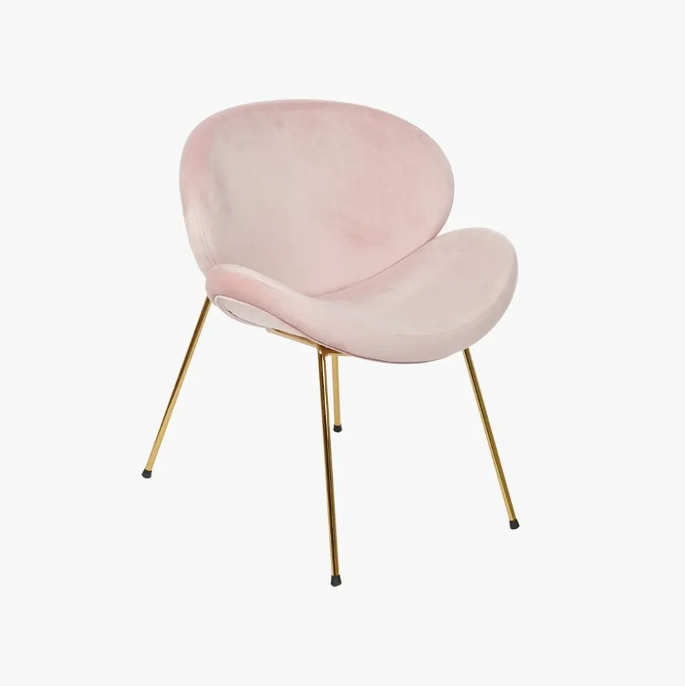 Cadeira Curva Rosa | Pés Dourado - conj. 2