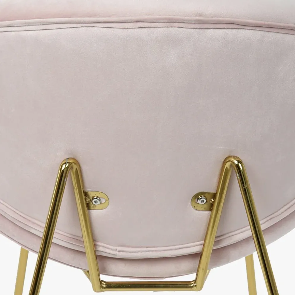 Cadeira Curva Rosa | Pés Dourado - conj. 2