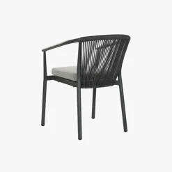 Cadeira de Metal e Rattan Preta com Almofada
