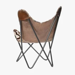 Cadeira Pele Flor Geo. Camel/Branco