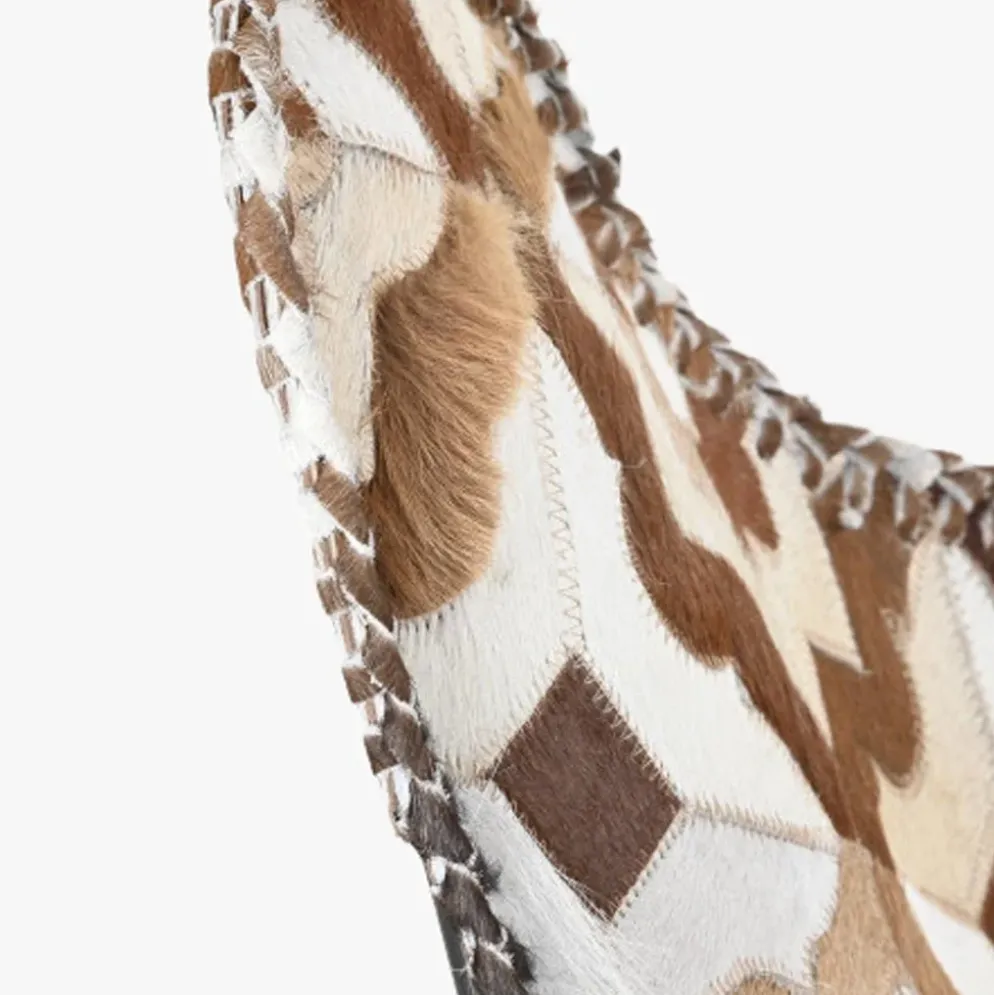 Cadeira Pele Flor Geo. Camel/Branco