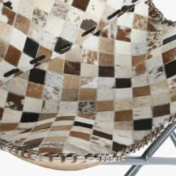 Cadeira Pele Quadrados Camel/Branco