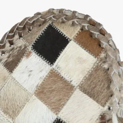 Cadeira Pele Quadrados Camel/Branco