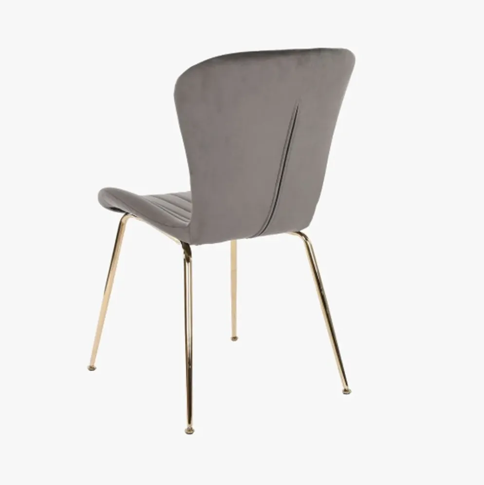 Cadeira Sem Braços Cinza | Pés Dourado