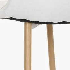 Cadeira Tecido Branco com Pés Efeito Madeira