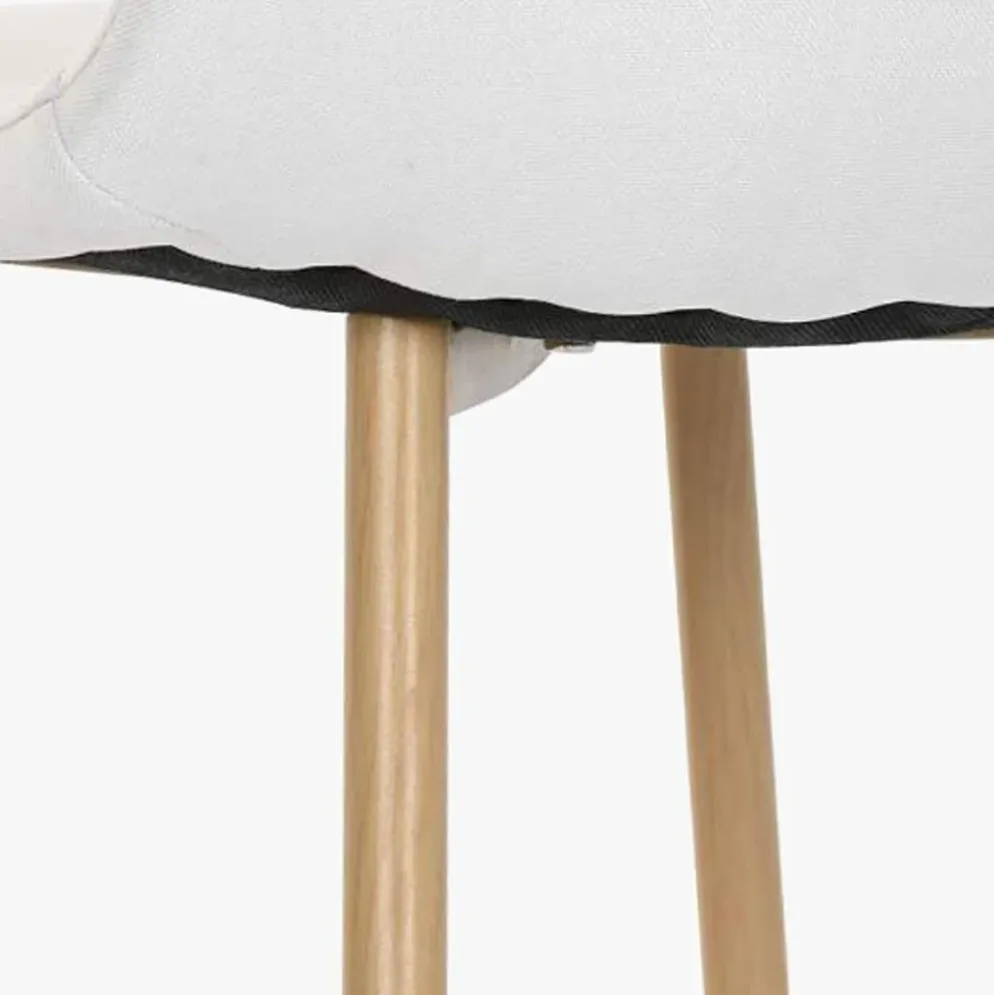 Cadeira Tecido Branco com Pés Efeito Madeira