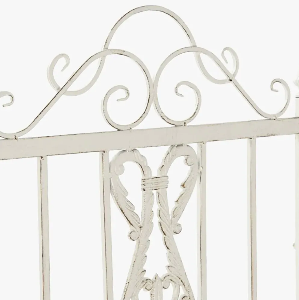 Cadeirão de Baloiço com Braços em Metal Branco Envelhecido