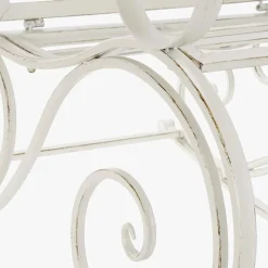 Cadeirão de Baloiço com Braços em Metal Branco Envelhecido