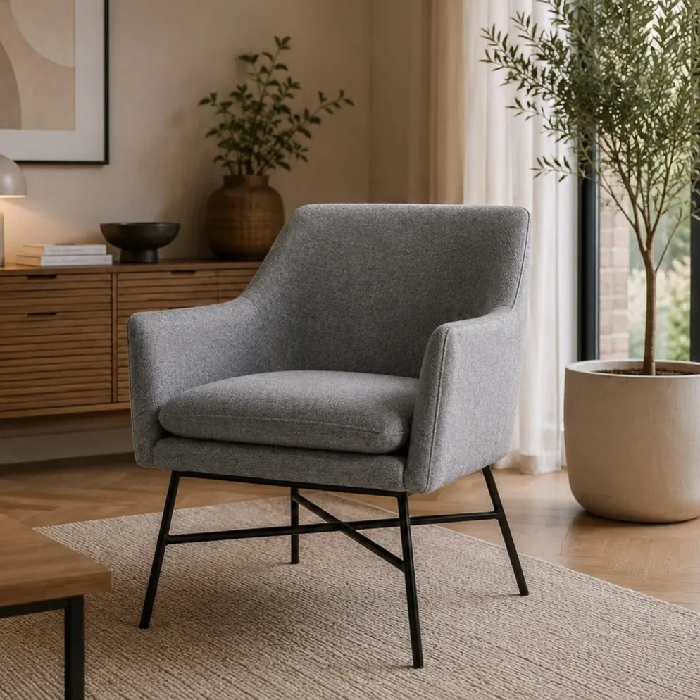 Cadeirão Pé Metal Cinza 66x62x75