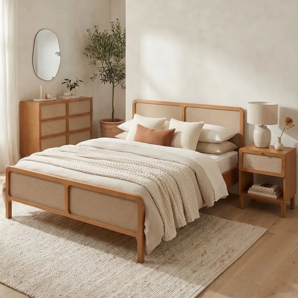 Cama com Cabeceira em Linho