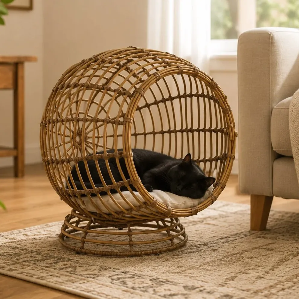 Cama de Animal Rattan Circular