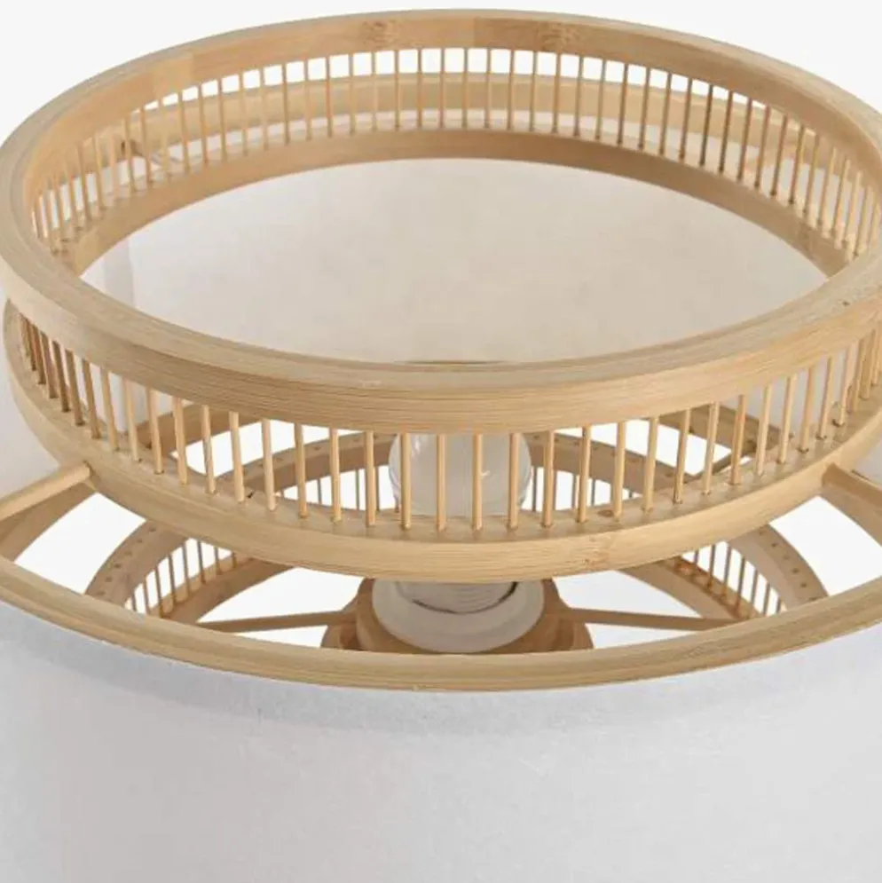 Candeeiro de Mesa Bambu e Tecido 48 cm