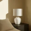 Candeeiro de Mesa Louça Branco 58 cm