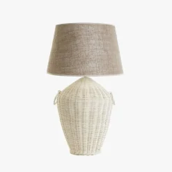 Candeeiro de Mesa Rattan Branco
