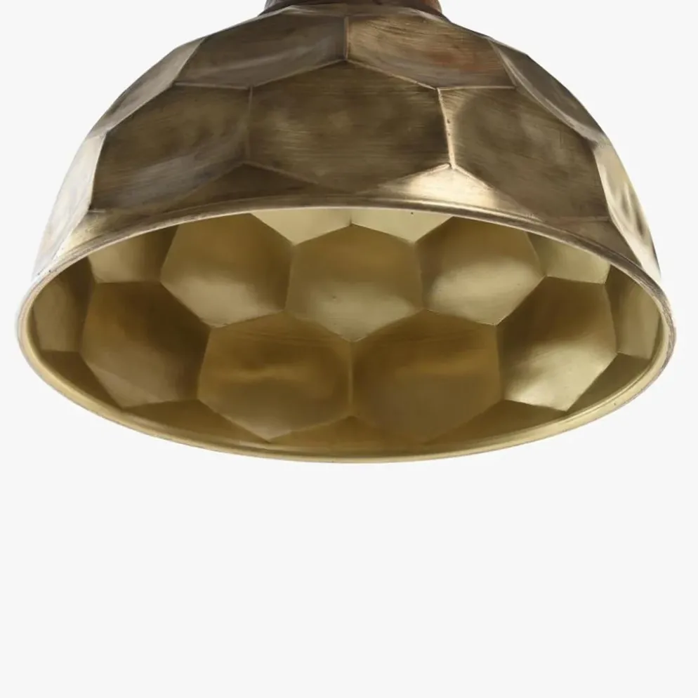 Candeeiro de Teto Martelado Dourado