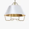 Candeeiro de Teto Metal Branco e Dourado