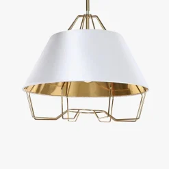 Candeeiro de Teto Metal Branco e Dourado