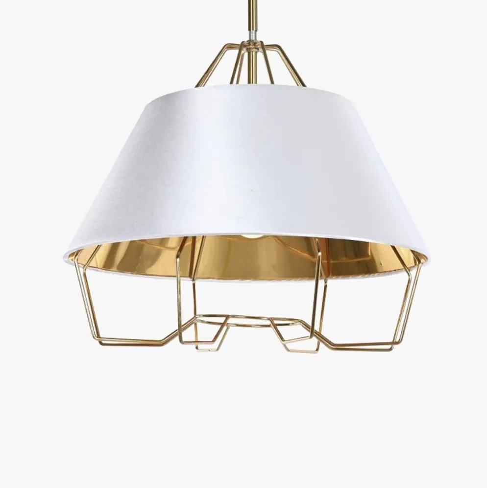 Candeeiro de Teto Metal Branco e Dourado