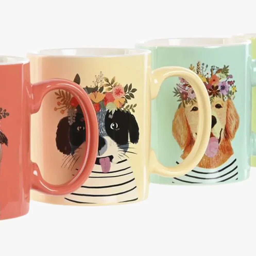 Caneca Cão Flores 360ml