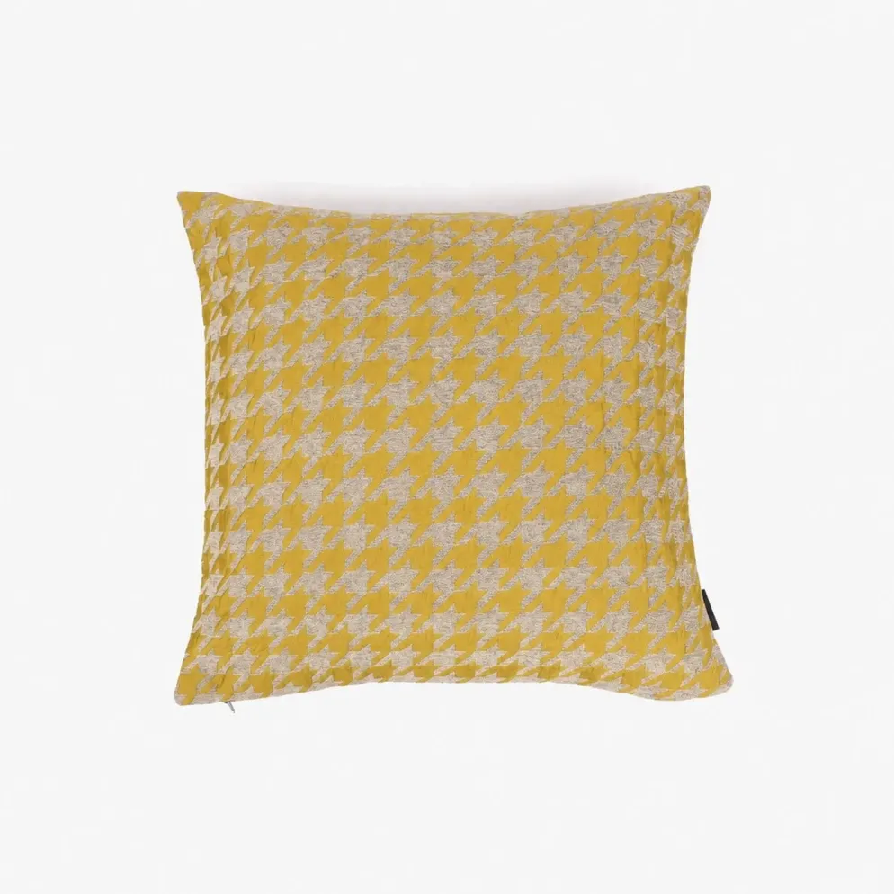 Capa de almofada Pied de Poule mostarda 50x50
