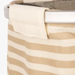 Cesto da roupa às riscas bege