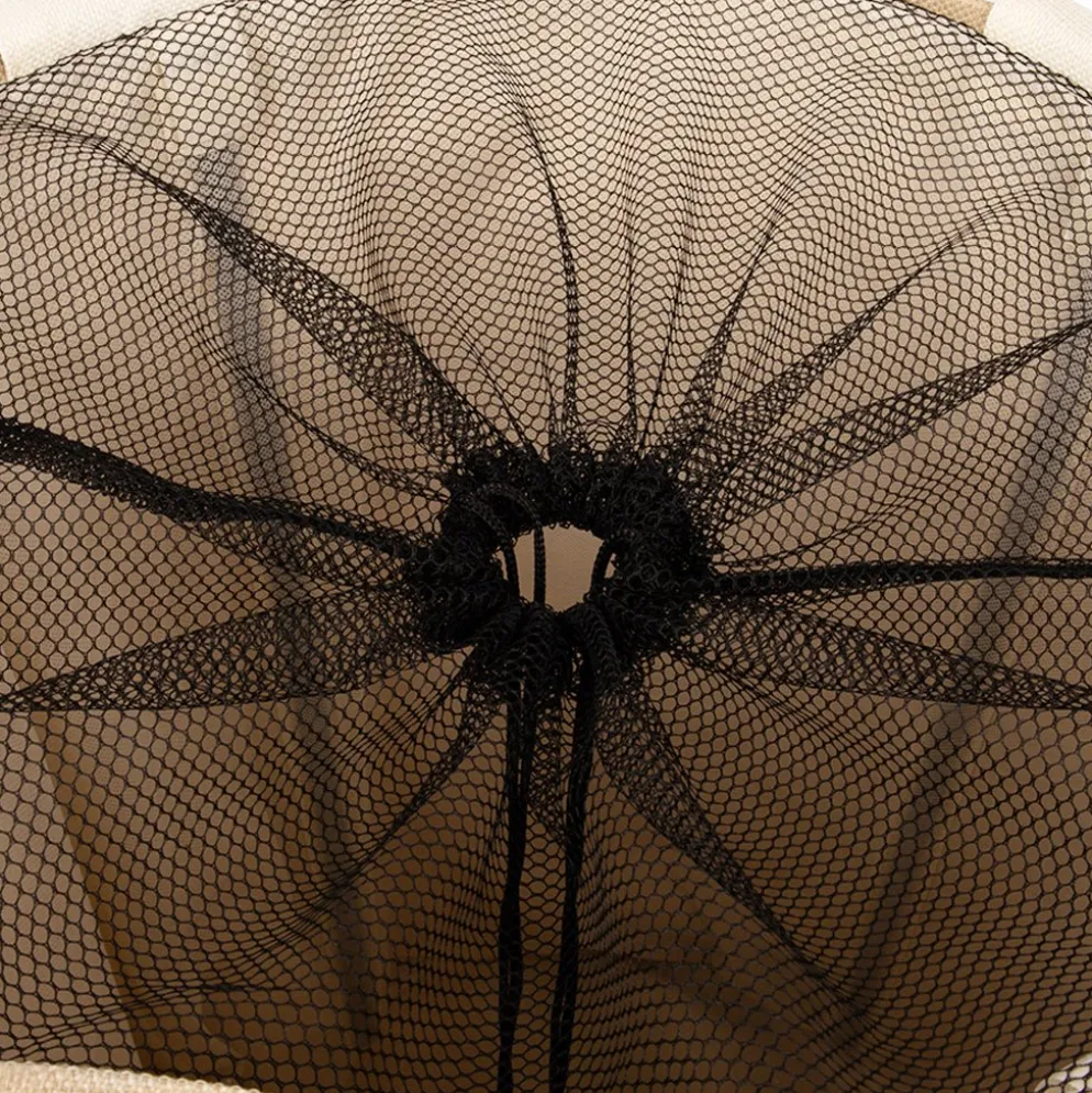 Cesto da roupa às riscas bege