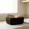 Cesto de Pão em Metal com Tecido Preto