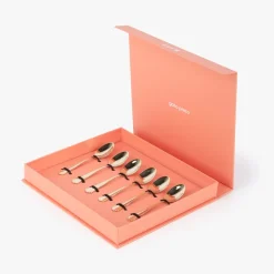 Conjunto 6 Colheres de Café em Aço Inox Dourado