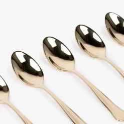 Conjunto 6 Colheres de Café em Aço Inox Dourado