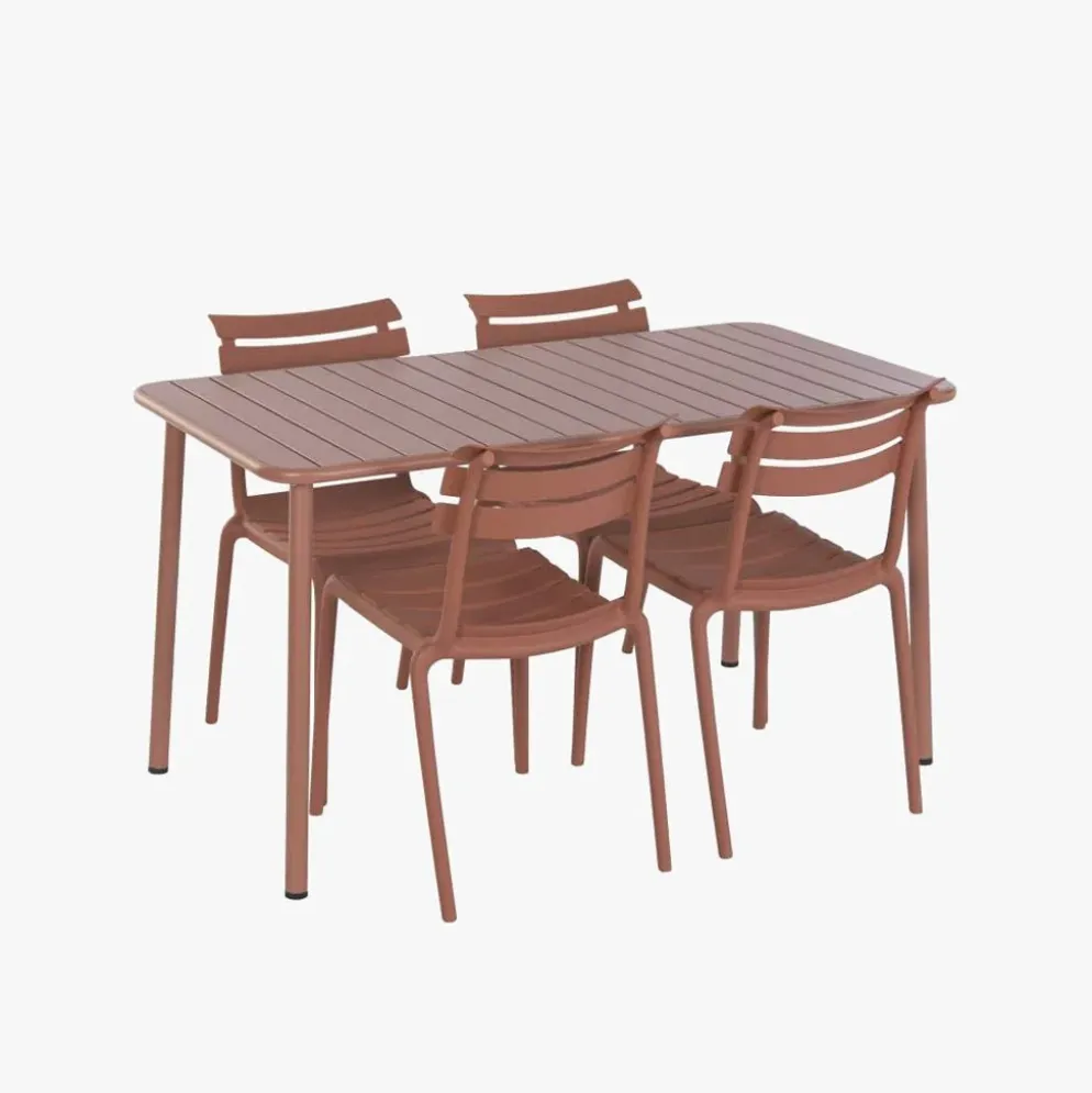 Conjunto de Mesa com 4 cadeiras Vermelho