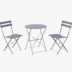 Conjunto de Mesa e Duas Cadeiras Cinza