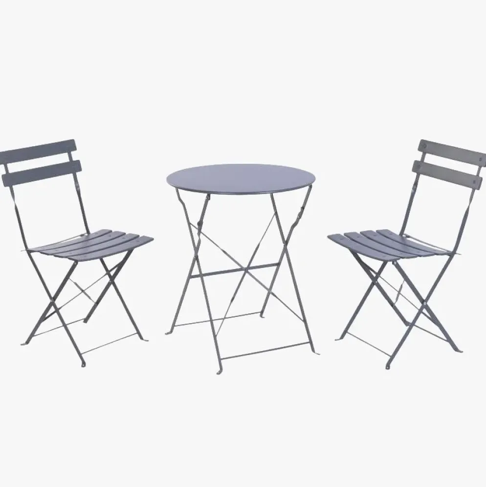 Conjunto de Mesa e Duas Cadeiras Cinza