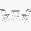 Conjunto de Mesa e Duas Cadeiras Cinza Verde